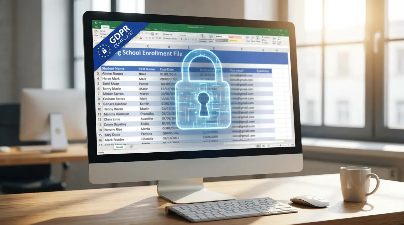 Cadenas numérique sur un dossier d'élève auto-école symbolisant la protection des données